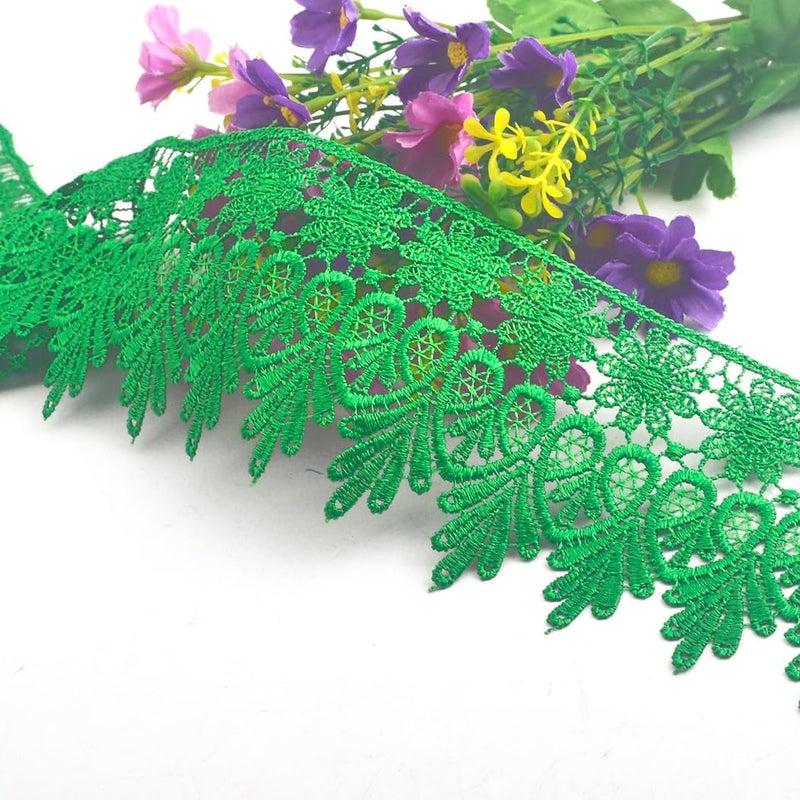 Kuasting 7.5 Yards Floral Lace Edge Trim 9CM Lace Clothing Width Europe Chips Pattern Inelastic Embroidery Trim for Sewing Making, DIY Crafts, Gift Wrapping, Wedding Decor (Green) - Image 3